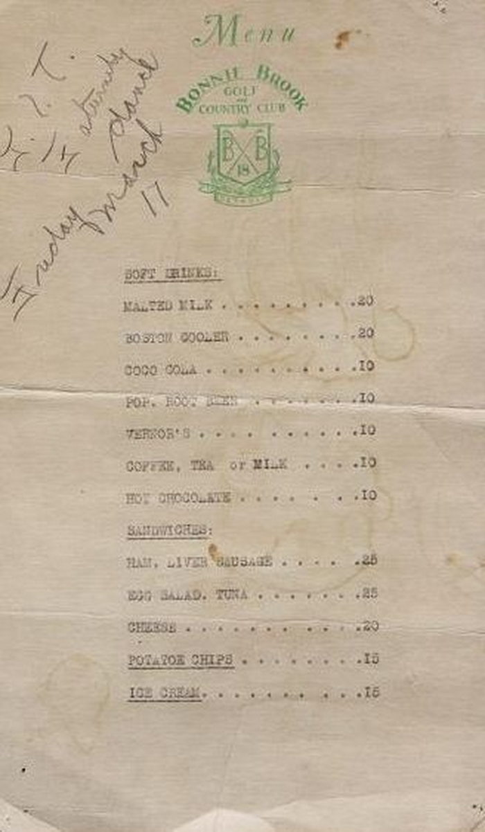 Bonnie Brook Golf Course - Bonnie Brook Menu (newer photo)